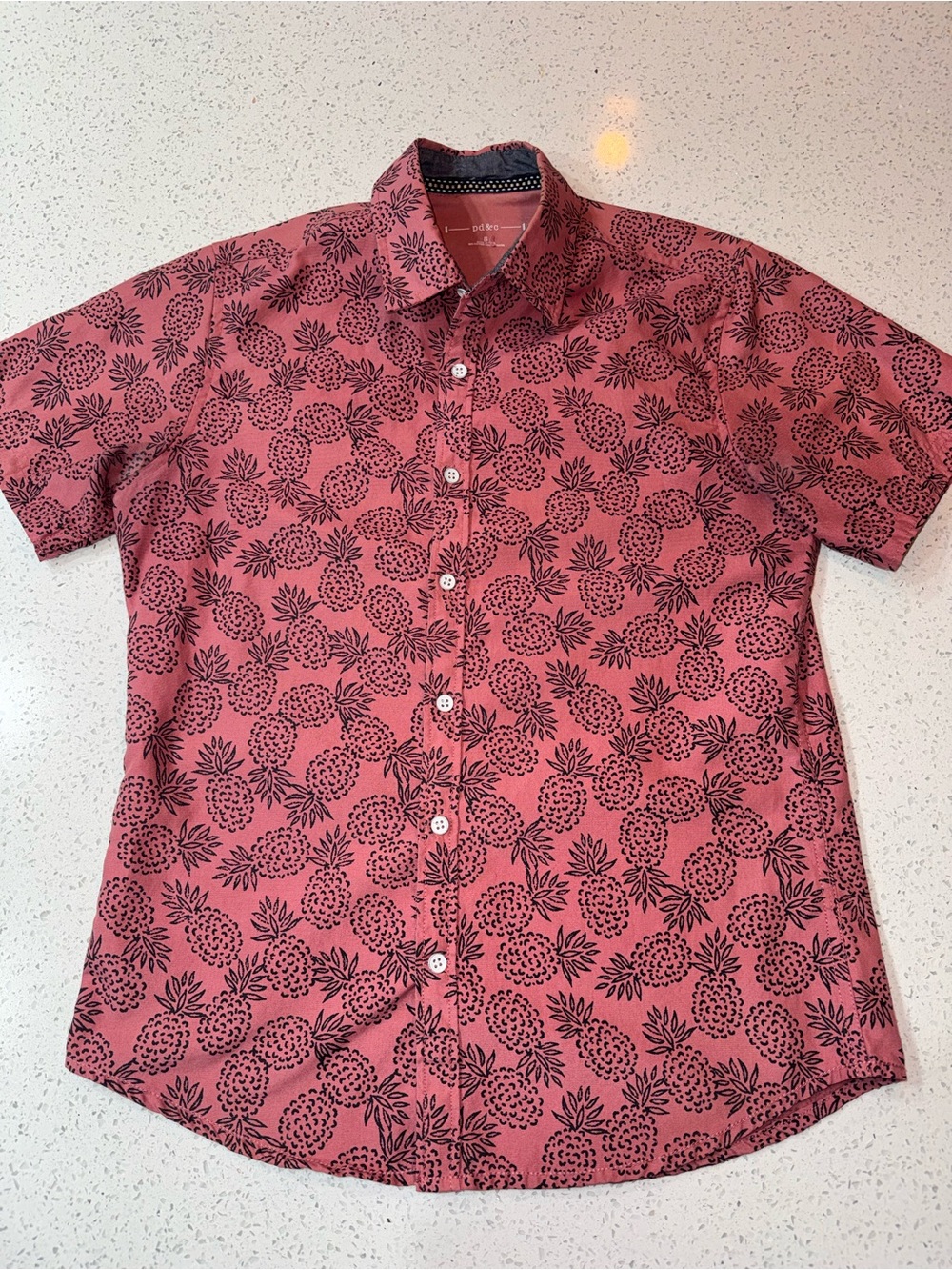 Men's Short-Sleeve Pineapple Print Shirt - Rose Pink